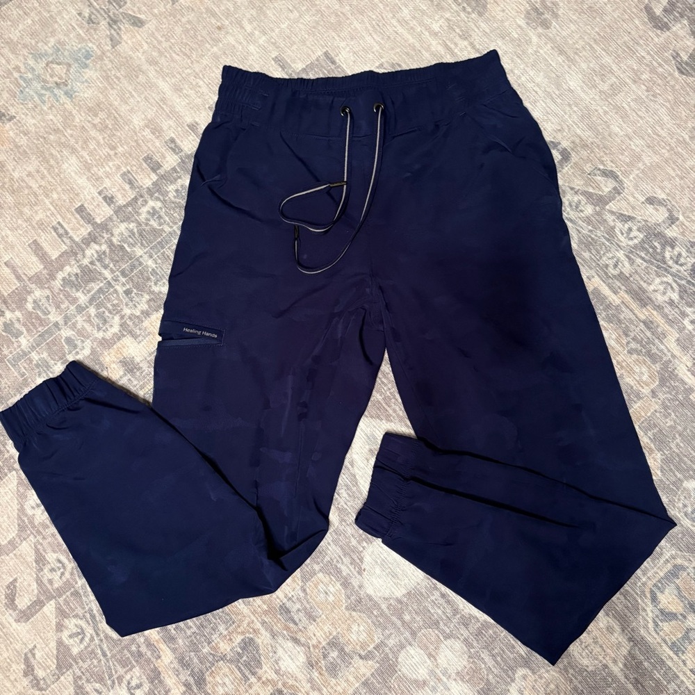 Healing Hands navy camo jogger scrub pants